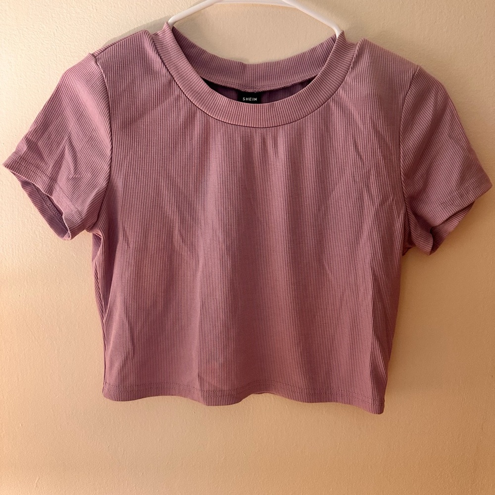 SHEIN Ribbed Purple Crop Top